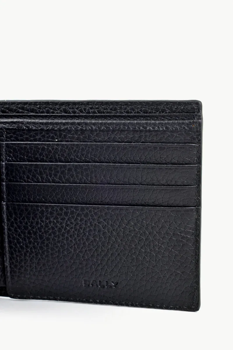 BALLY Men Ribbon Bi-Fold Wallet in Black/Red/White Grained Leather 3