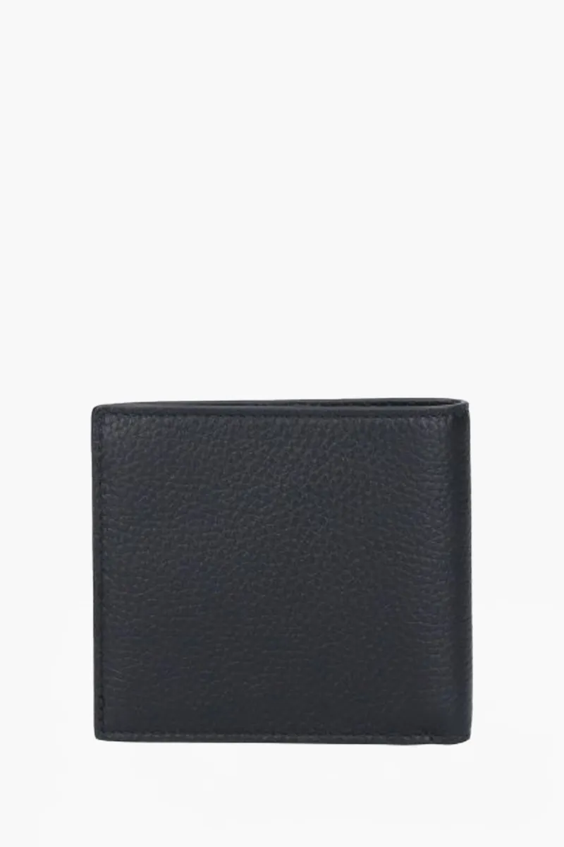 BALLY Men Ribbon Bi-Fold Wallet in Black/White Grained Leather 1