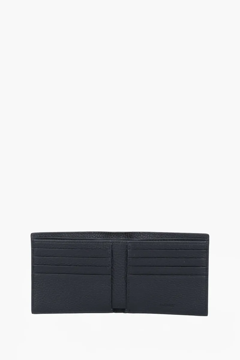 BALLY Men Ribbon Bi-Fold Wallet in Black/White Grained Leather 2