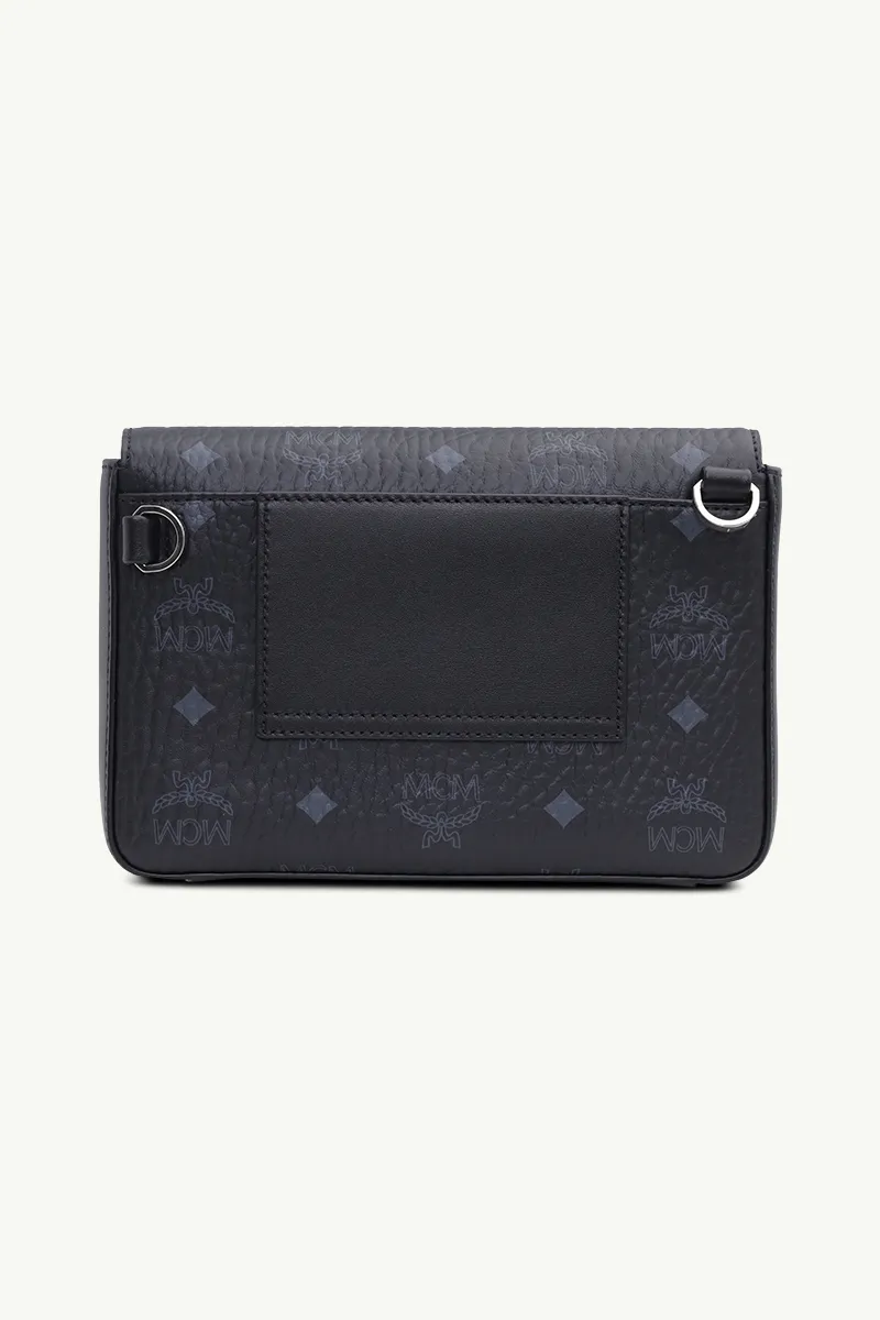 MCM Small Millie Flap Crossbody Bag in Black with Flat Front Pocket 1