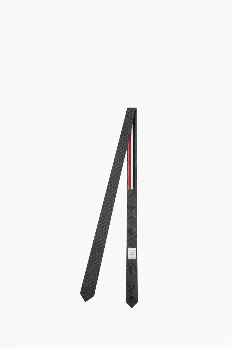 THOM BROWNE Men High Twist RWB Grossgrain Classic Tie in Dark Grey Wool 1