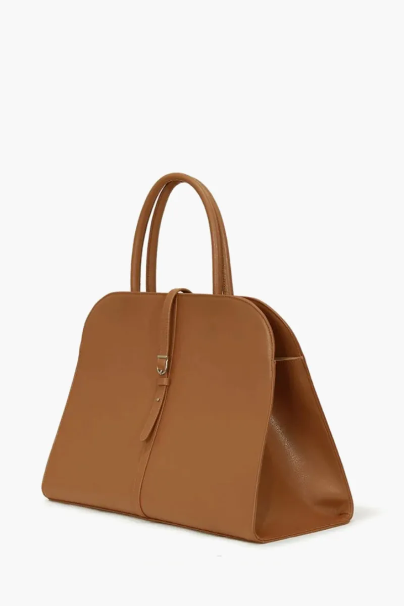 MONOROW Large Blanc Tote Bag in Camel Recycled Leather 1