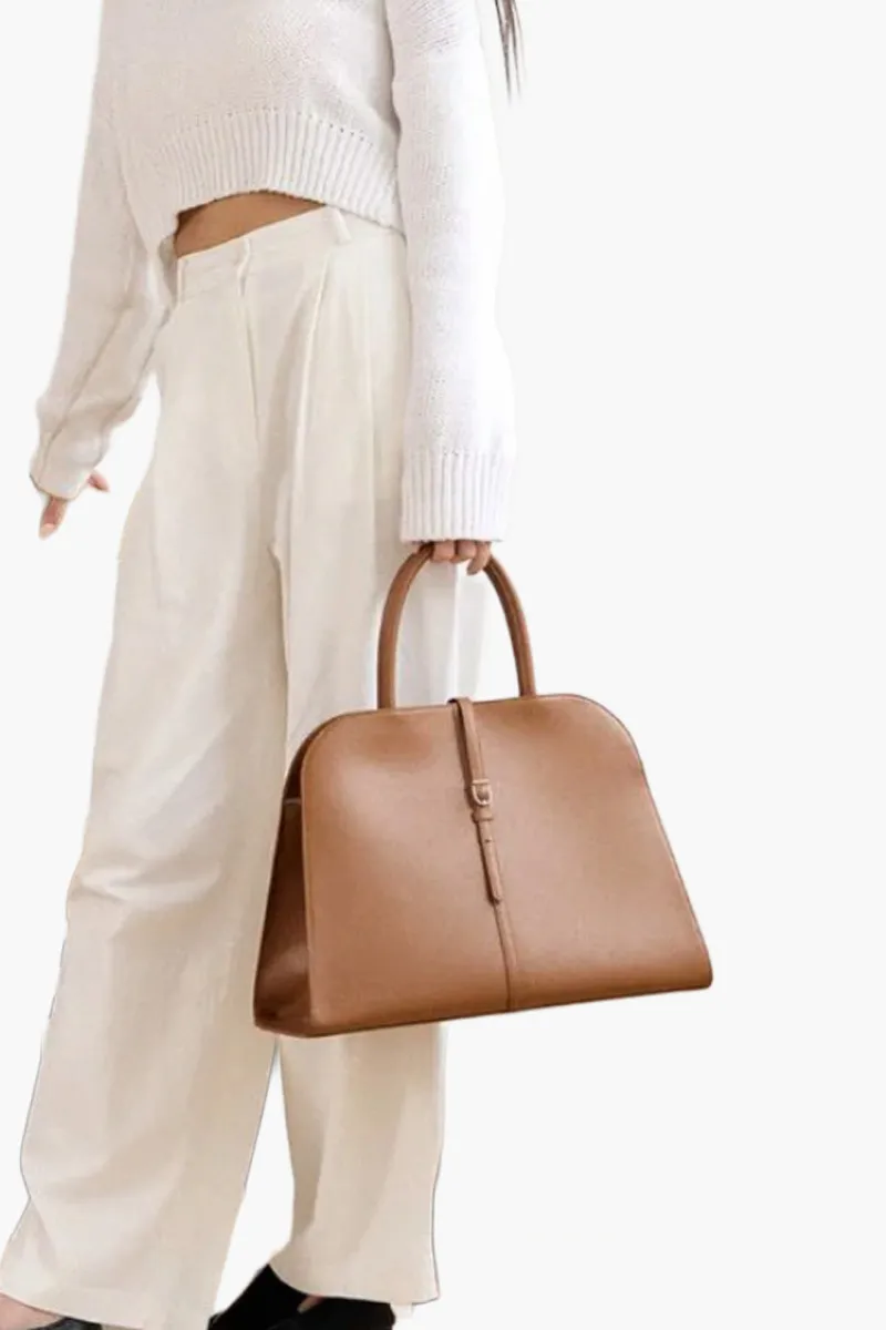 MONOROW Large Blanc Tote Bag in Camel Recycled Leather 2