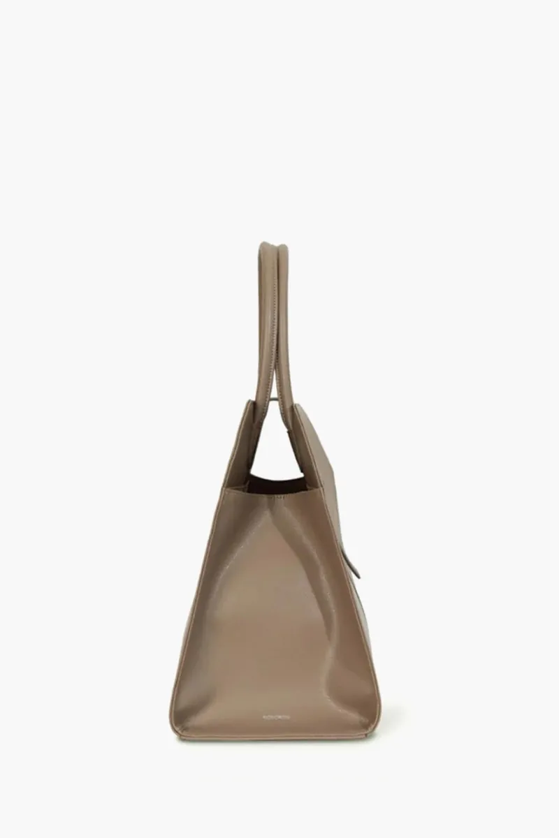 MONOROW Large Blanc Tote Bag in Etoupe Recycled Leather 2