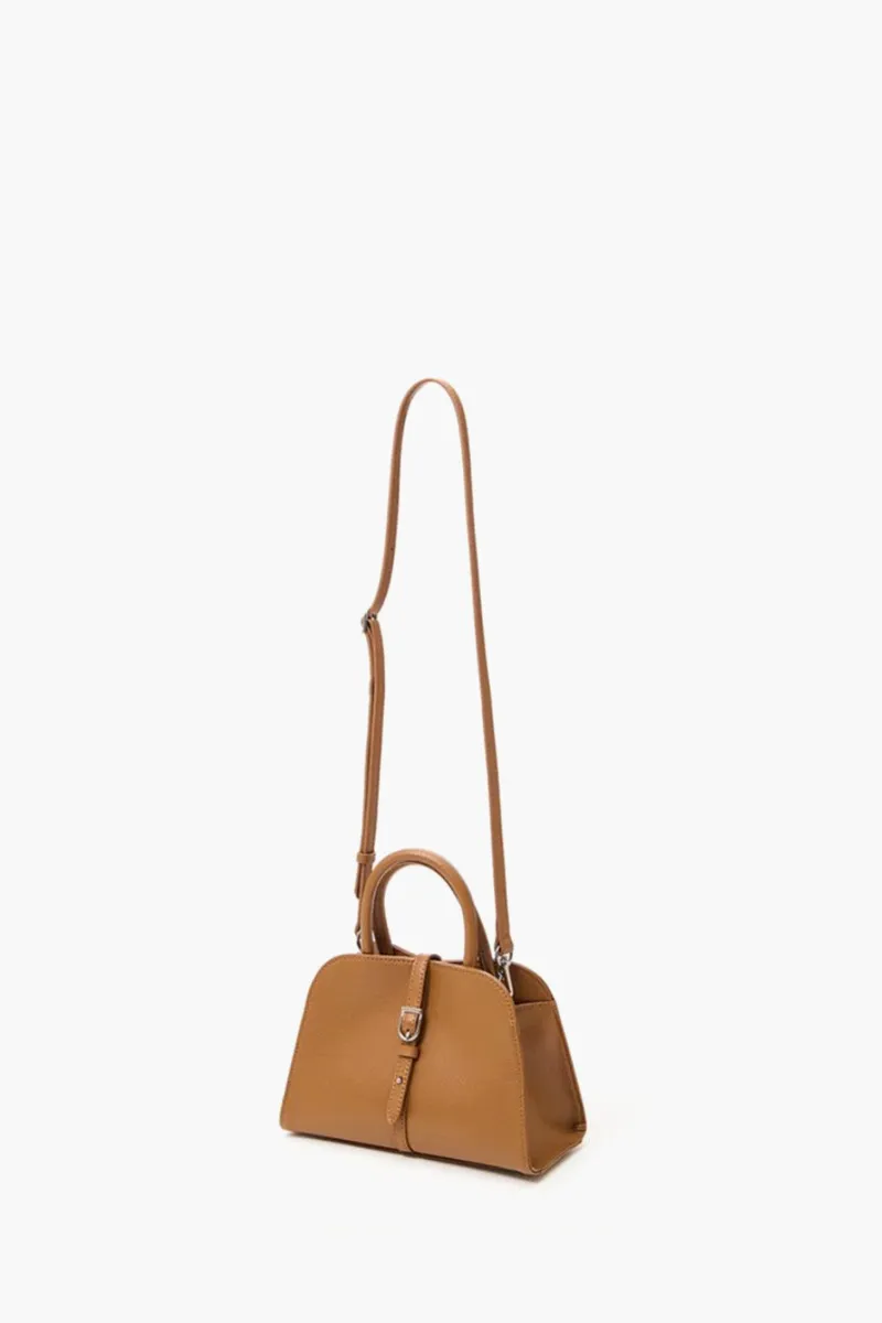 MONOROW Mini Blanc Top Handle Shoulder Bag in Camel Recycled Leather 1