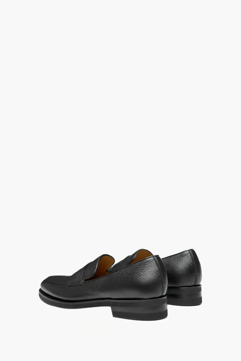 BALLY Men Samius-R Penny Loafers in Black Grained Deer Leather 1