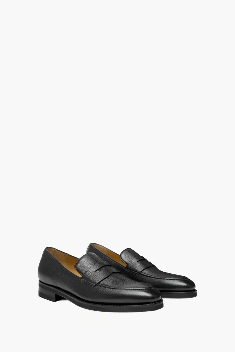 BALLY Men Samius-R Penny Loafers in Black Grained Deer Leather 2