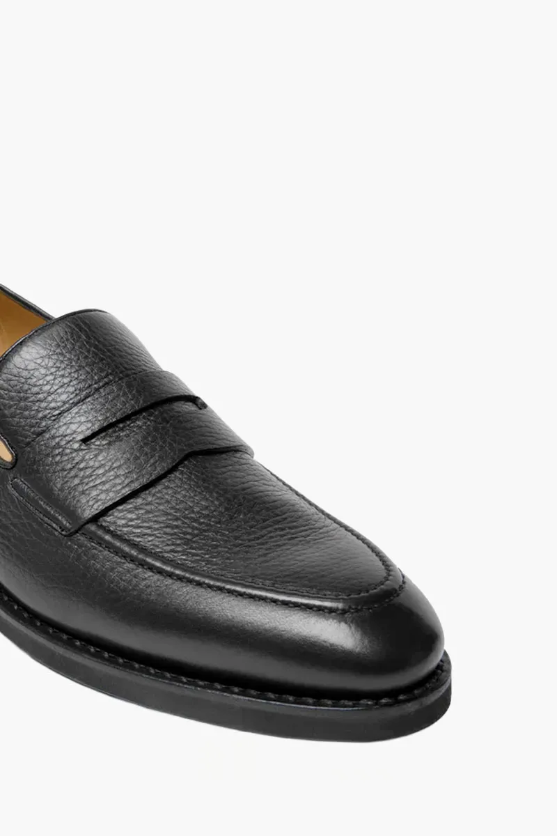 BALLY Men Samius-R Penny Loafers in Black Grained Deer Leather 3