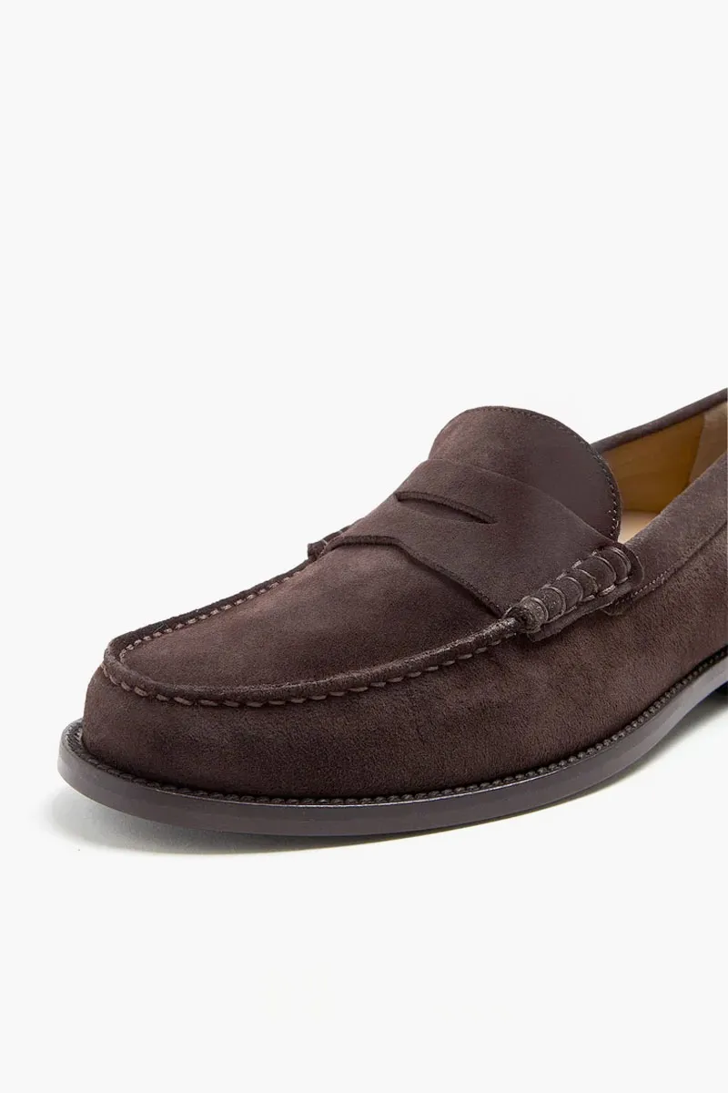 BALLY Men Charlex Penny Loafers in Dark Brown Suede Smooth Leather 3