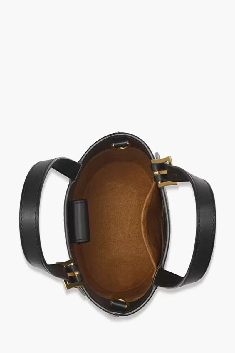 MCM Mini Aren Bucket Tote Bag in Black with Shoulder Strap 2