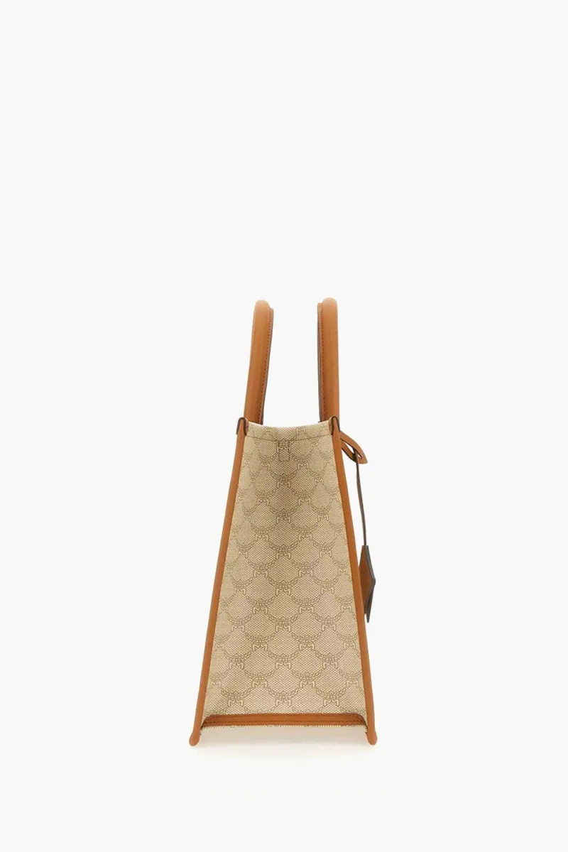MCM Medium Himmel Tote Bag in Beige Printed Canvas with Shoulder Strap 2