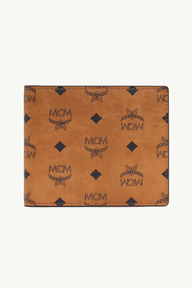 MCM Small Original Bifold Wallet in Cognac Visetos Leather 0
