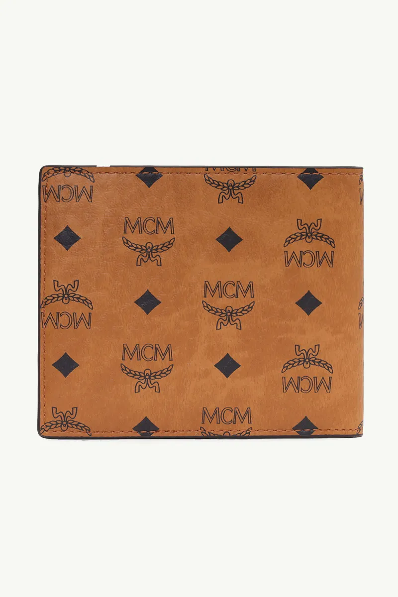 MCM Small Original Bifold Wallet in Cognac Visetos Leather 1