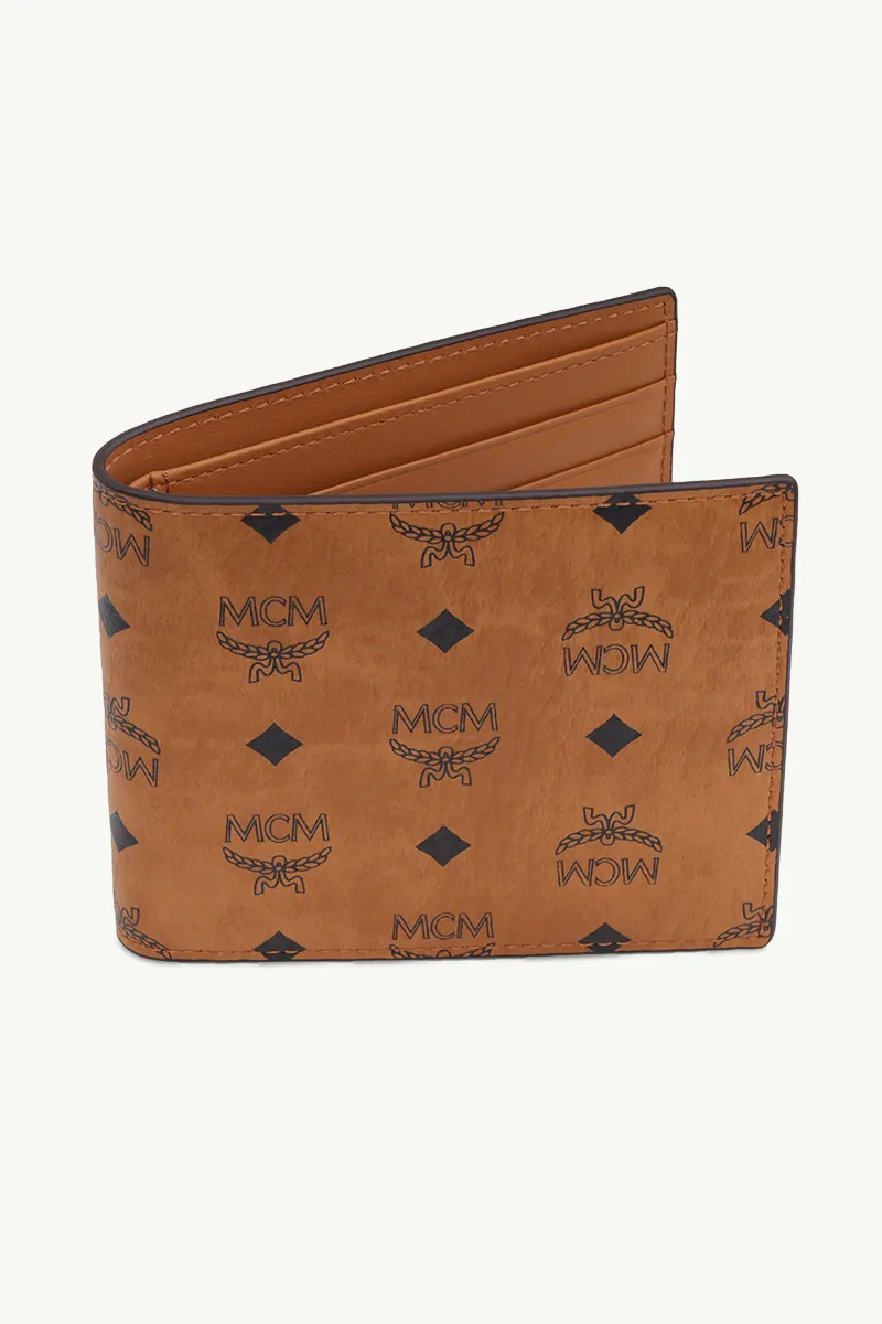 MCM Small Original Bifold Wallet in Cognac Visetos Leather 2