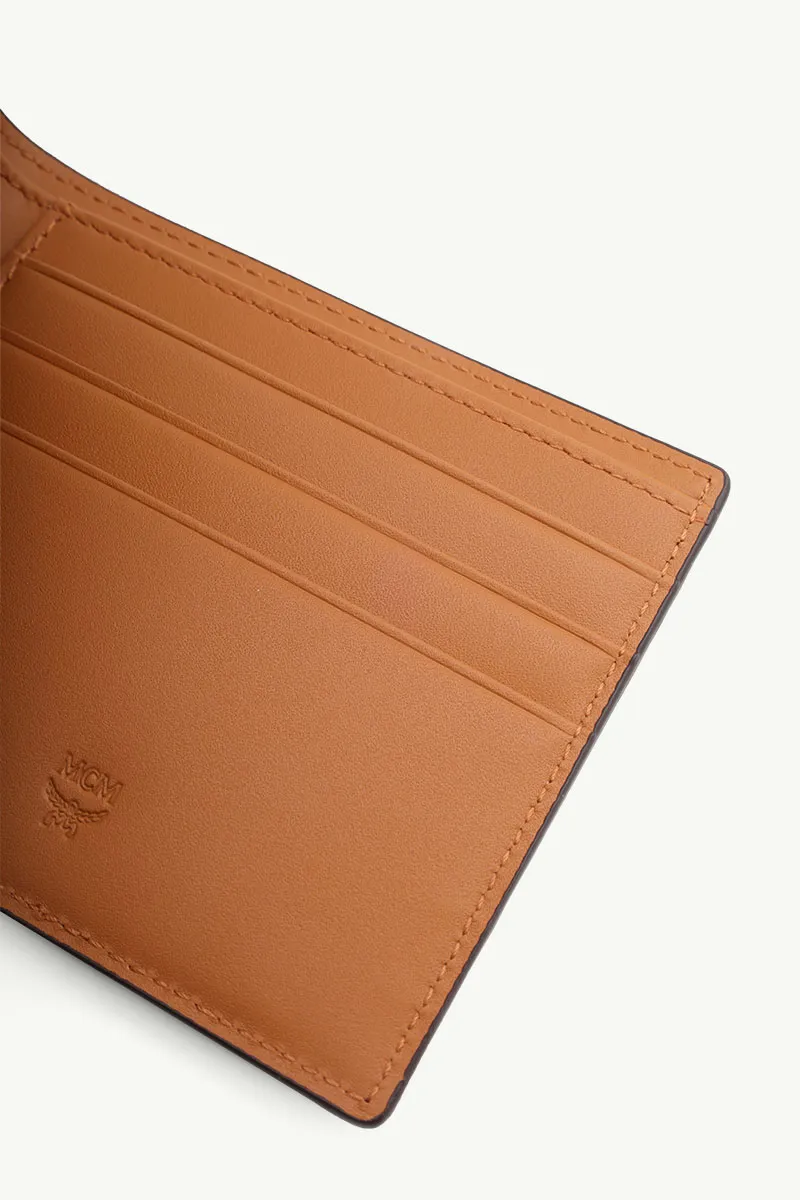 MCM Small Original Bifold Wallet in Cognac Visetos Leather 4