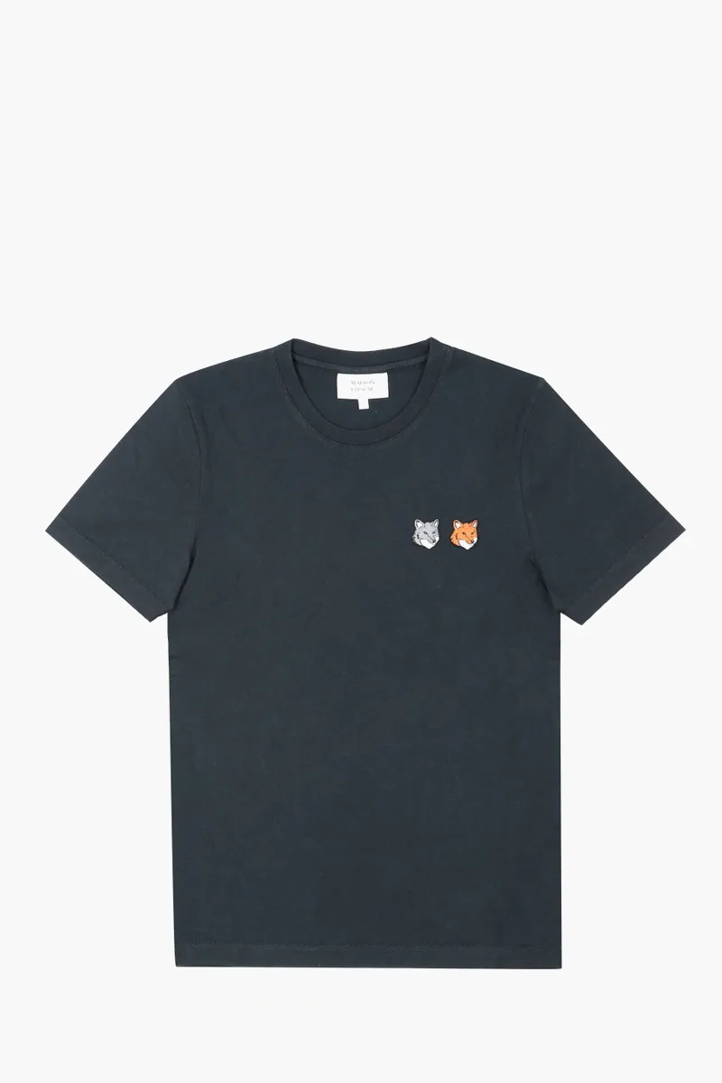 MAISON KITSUNE Women Double Fox Head Regular T-Shirt in Anthracite Cotton Jersey 0