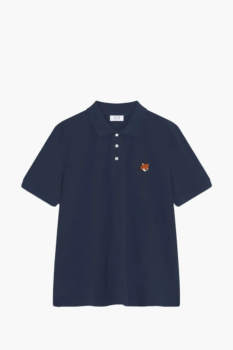 MAISON KITSUNE Men Fox Head Regular Polo Shirt in Classic Navy Cotton 0