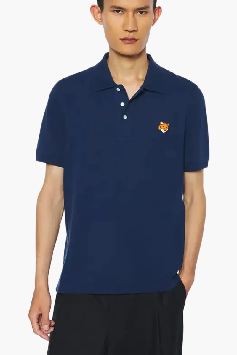 MAISON KITSUNE Men Fox Head Regular Polo Shirt in Classic Navy Cotton 2