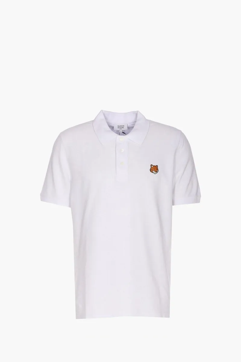 MAISON KITSUNE Men Fox Head Regular Polo Shirt in White Cotton 0