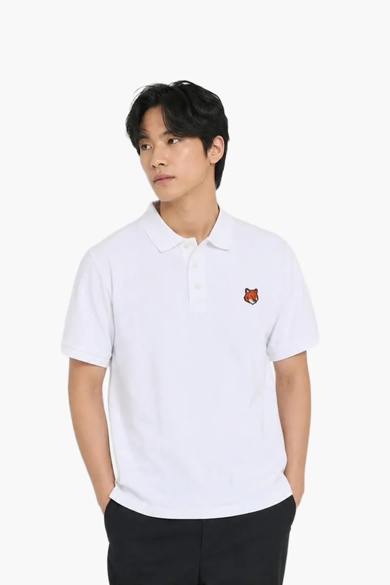 MAISON KITSUNE Men Fox Head Regular Polo Shirt in White Cotton 2