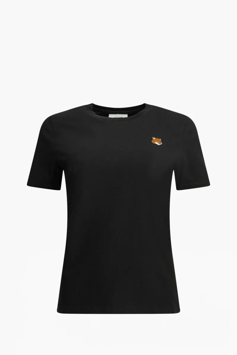 MAISON KITSUNE Women Fox Head Regular T-Shirt in Black Cotton Jersey 0