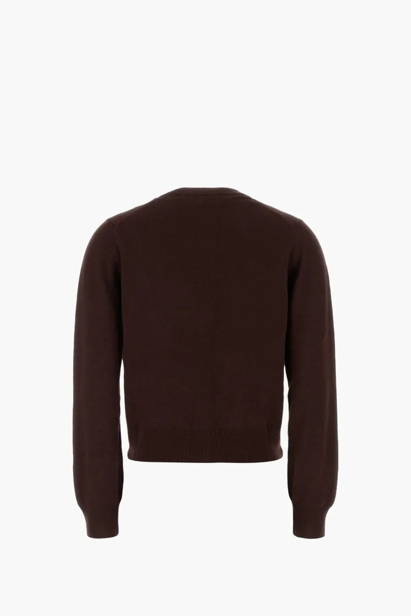 MAISON KITSUNE Women Baby Fox Patch Cardigan in Dark Wood Wool 1