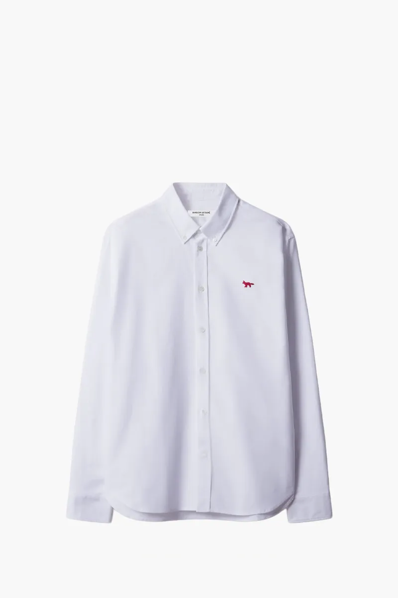 MAISON KITSUNE Men Profile Fox Casual Shirt in White Cotton 0