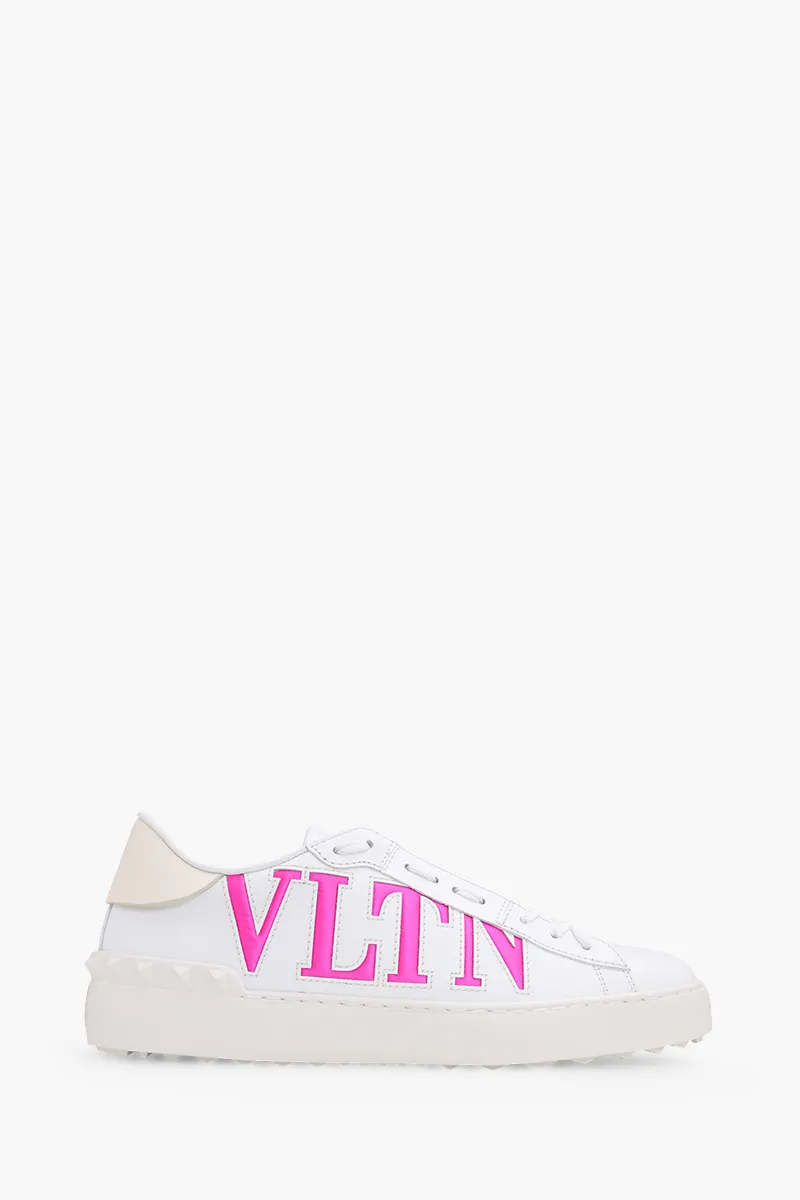 VALENTINO Women VLTN Open Sneakers in White/Neon Pink 0