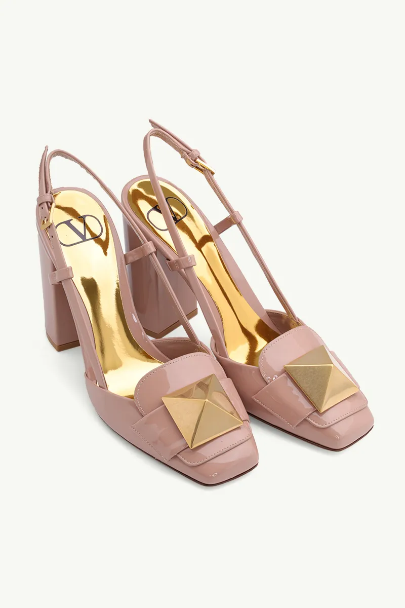 VALENTINO One Stud Slingback Pumps 100mm in Rose Cannelle Patent Leather 1