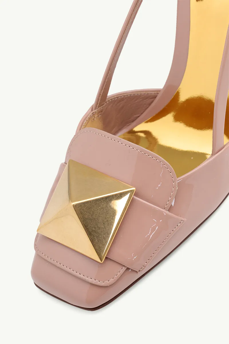 VALENTINO One Stud Slingback Pumps 100mm in Rose Cannelle Patent Leather 4