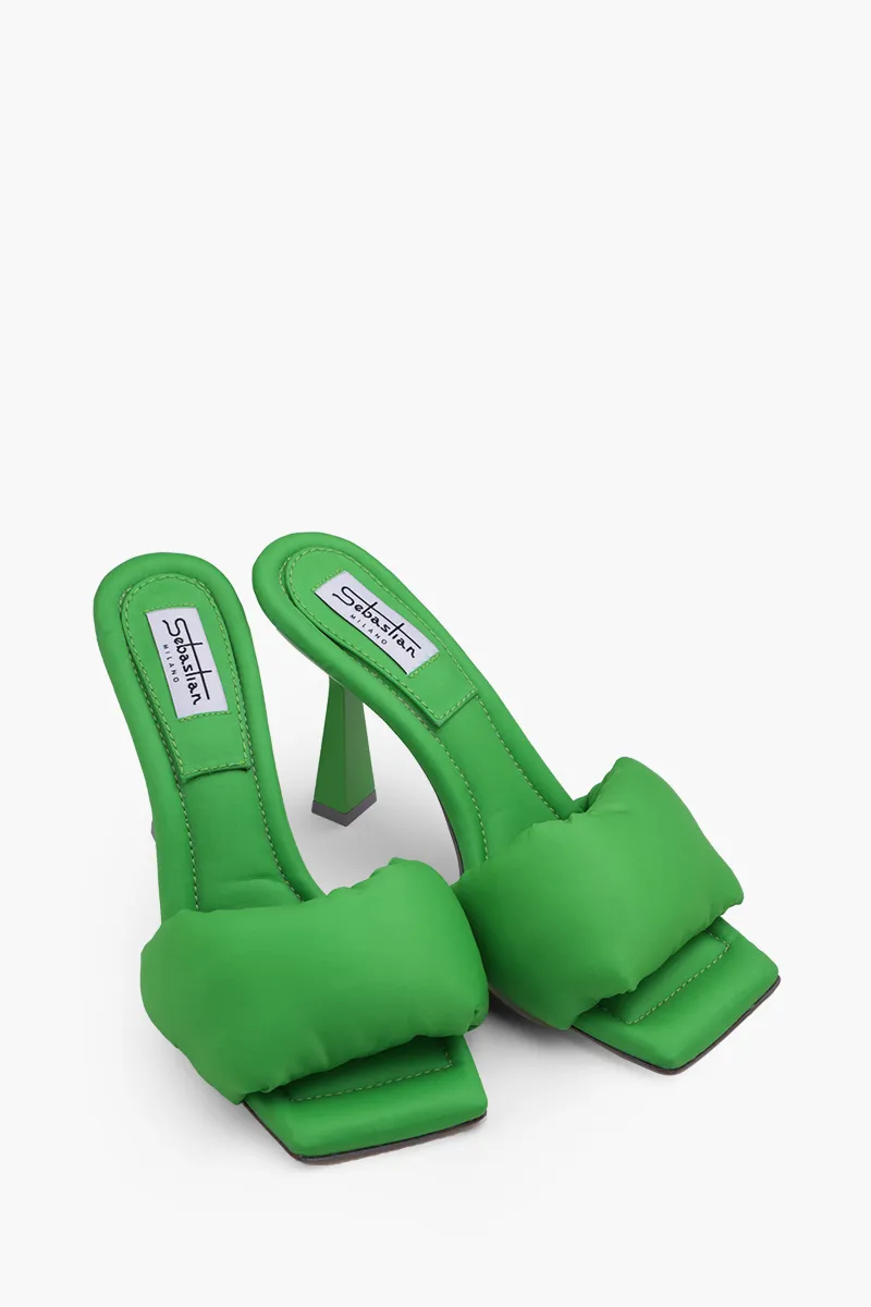 SEBASTIAN MILANO Women Blast Mules 95mm in Green Nylon 1