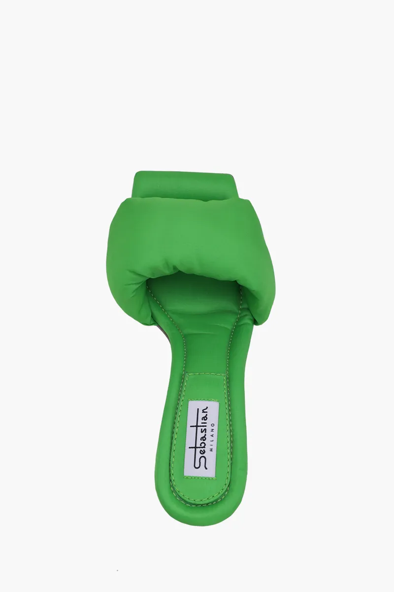 SEBASTIAN MILANO Women Blast Mules 95mm in Green Nylon 3
