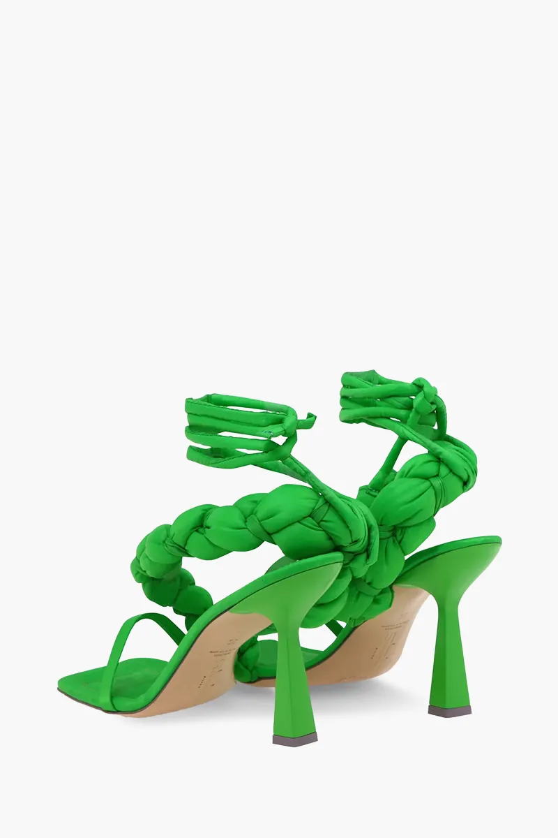 SEBASTIAN MILANO Women Untangled Ankle Strap Sandals 95mm in Green Nylon 2