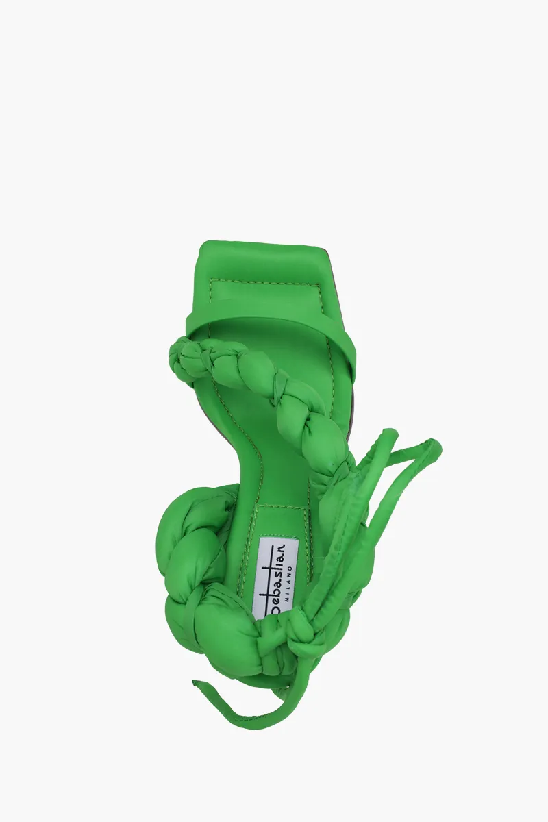 SEBASTIAN MILANO Women Untangled Ankle Strap Sandals 95mm in Green Nylon 3