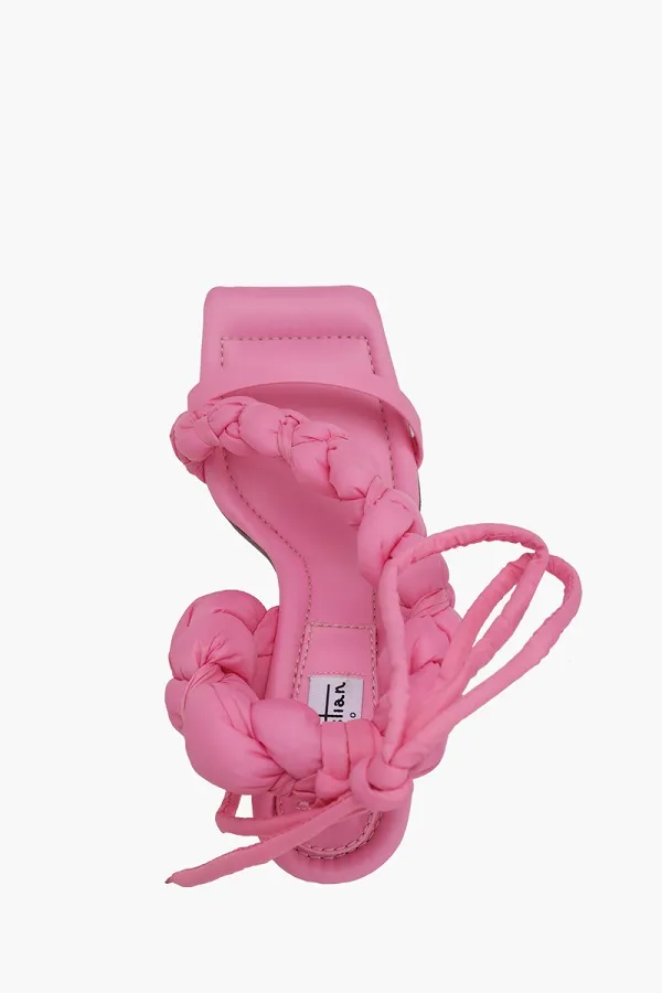 SEBASTIAN MILANO Women Untangled Ankle Strap Sandals 95mm in Pink Nylon 3