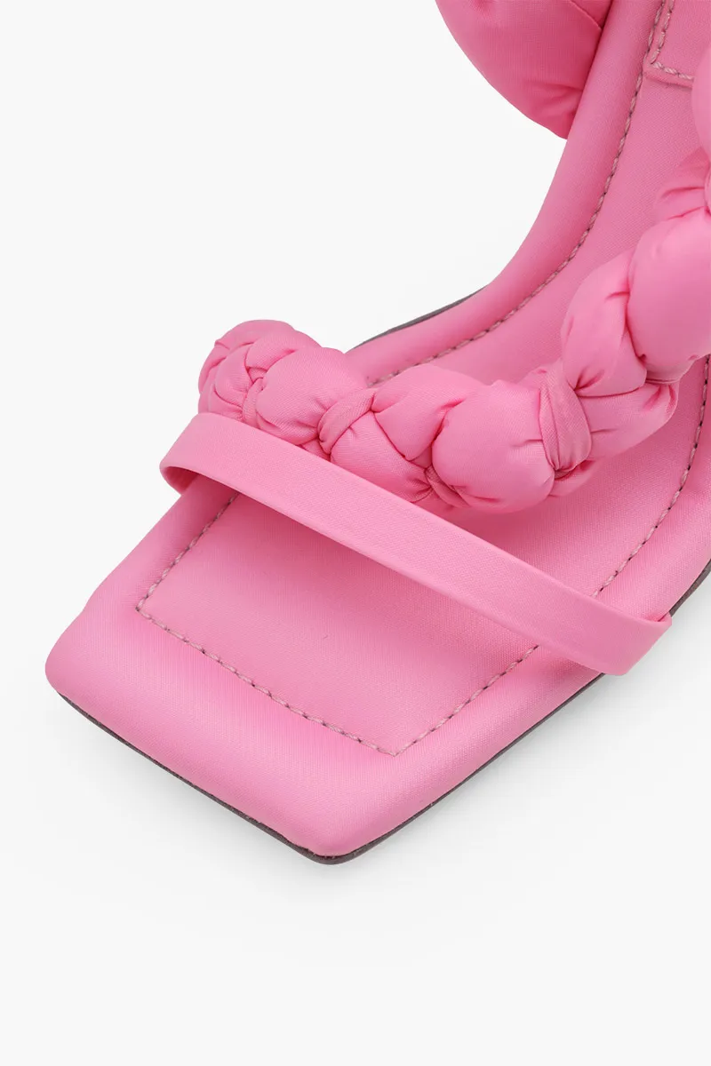 SEBASTIAN MILANO Women Untangled Ankle Strap Sandals 95mm in Pink Nylon 4