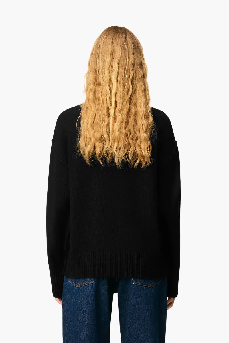 AMI Unisex De Coeur Sweater in Black/Red Wool 2