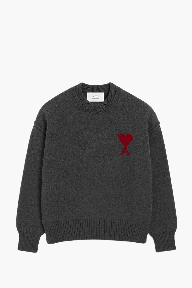 AMI Unisex De Coeur Sweater in Grey Wool 0