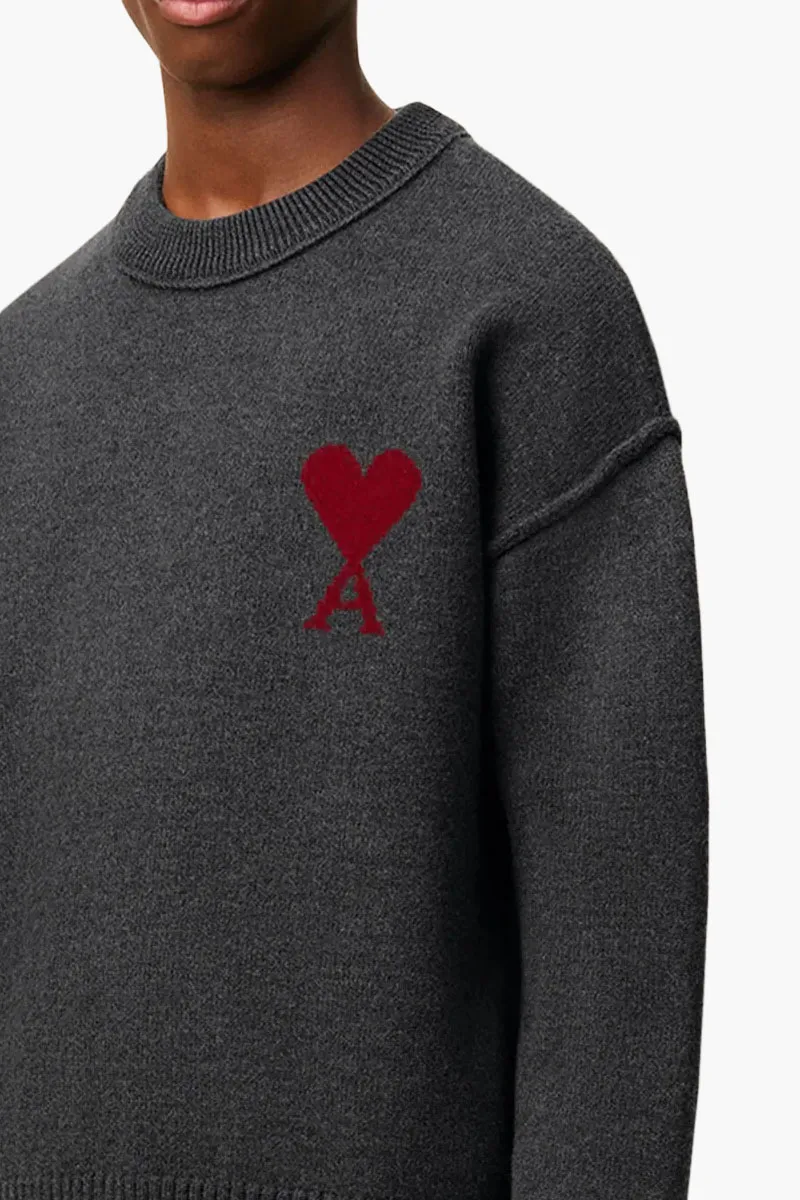 AMI Unisex De Coeur Sweater in Grey Wool 3