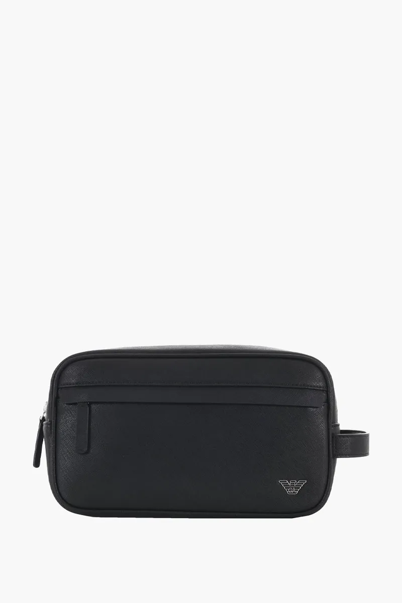 EMPORIO ARMANI Men Second Bag in Black Synthetic Saffiano Leather 0