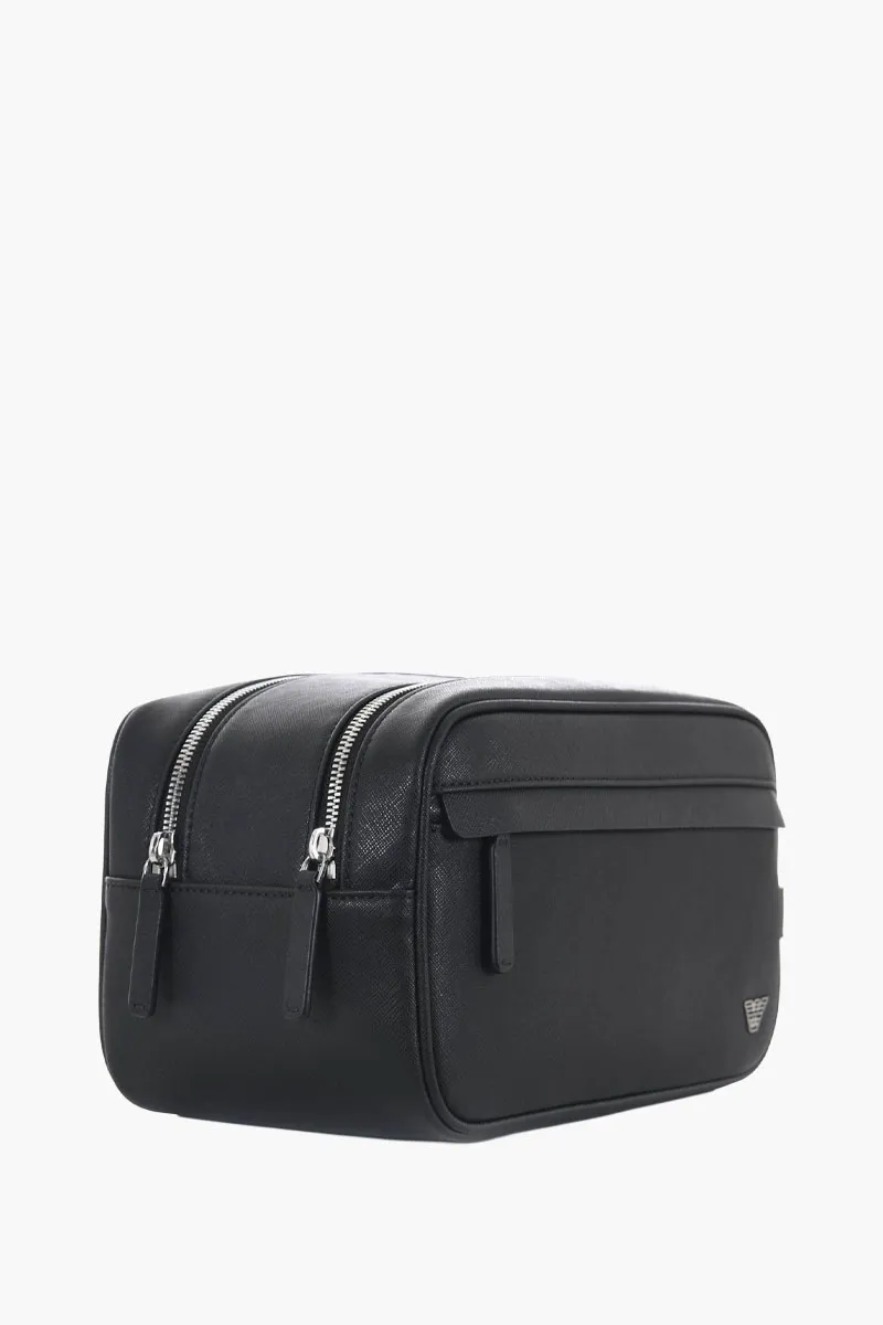 EMPORIO ARMANI Men Second Bag in Black Synthetic Saffiano Leather 1