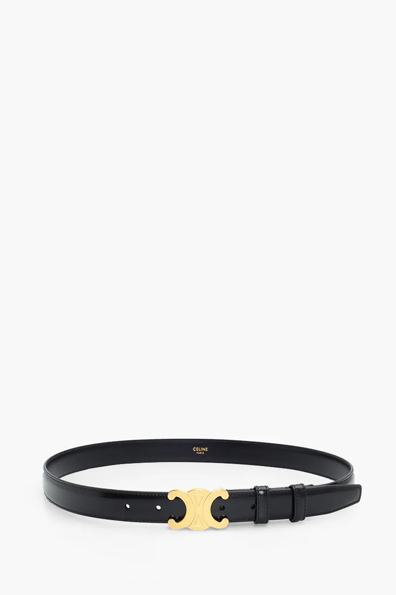 CELINE Medium Triomphe Belt 2.5cm in Black Smooth Calfskin
