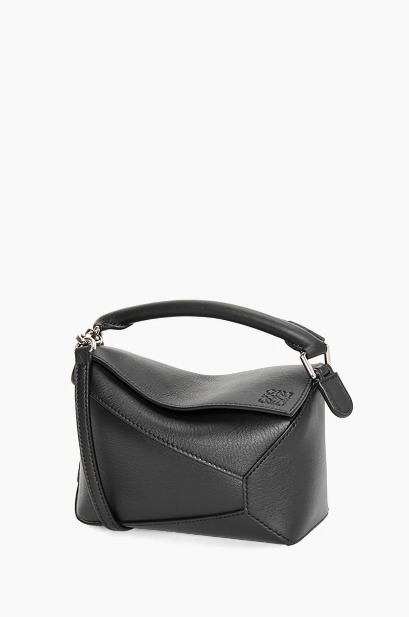 LOEWE Mini Puzzle Bag in Black Classic Calfskin