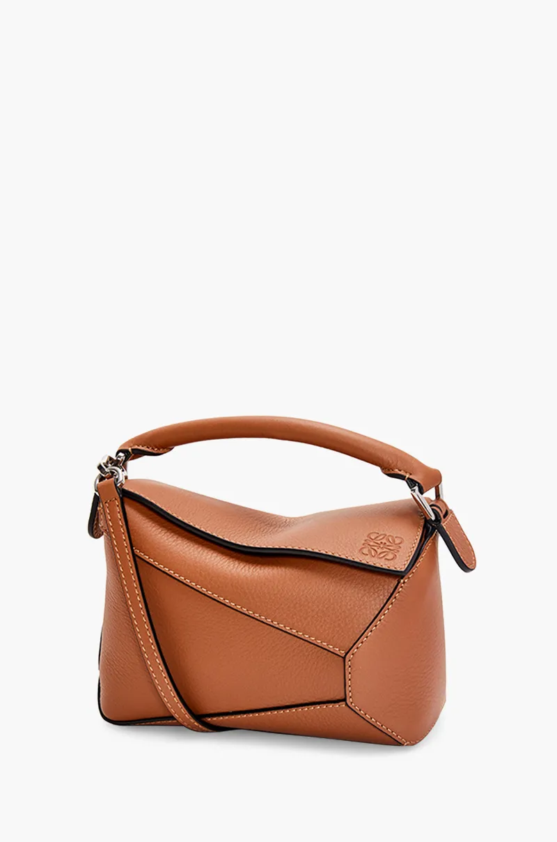 LOEWE Mini Puzzle Bag in Tan Classic Calfskin