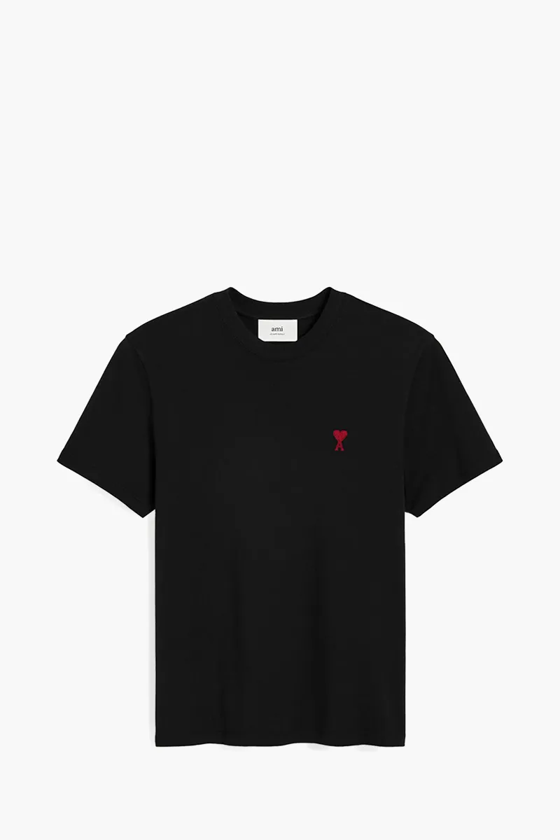 AMI Unisex Ami De Coeur T-shirt in Black Organic Cotton Jersey