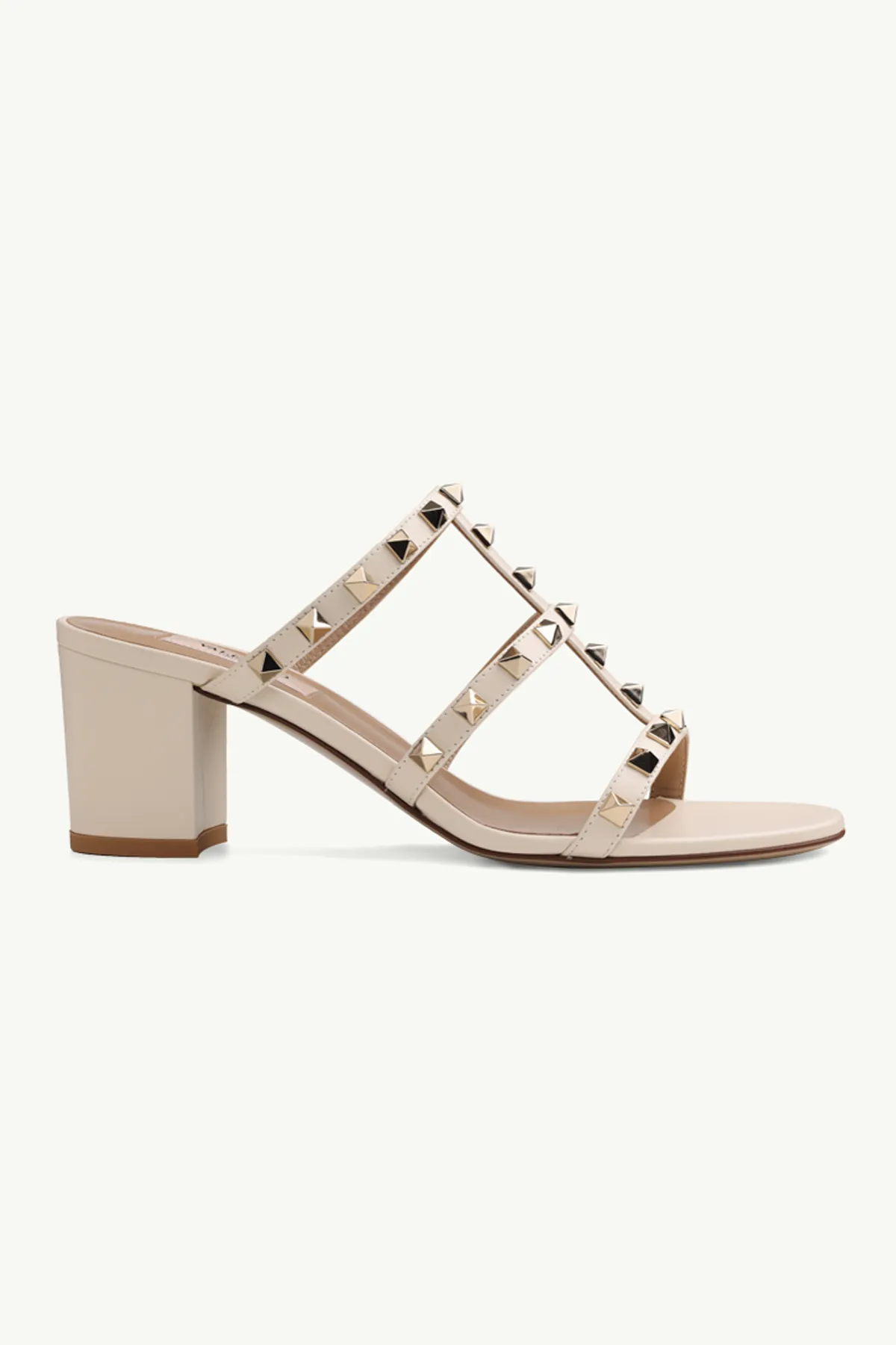 VALENTINO Rockstud 6cm Chunky Sandals in Light Ivory