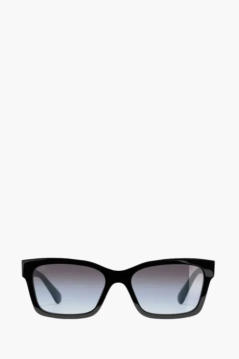 CHANEL CC Logo Square Sunglasses in Black/Grey Gradient Acetate