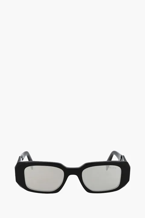 PRADA Rectangle Sunglasses in Black/Silver Acetate