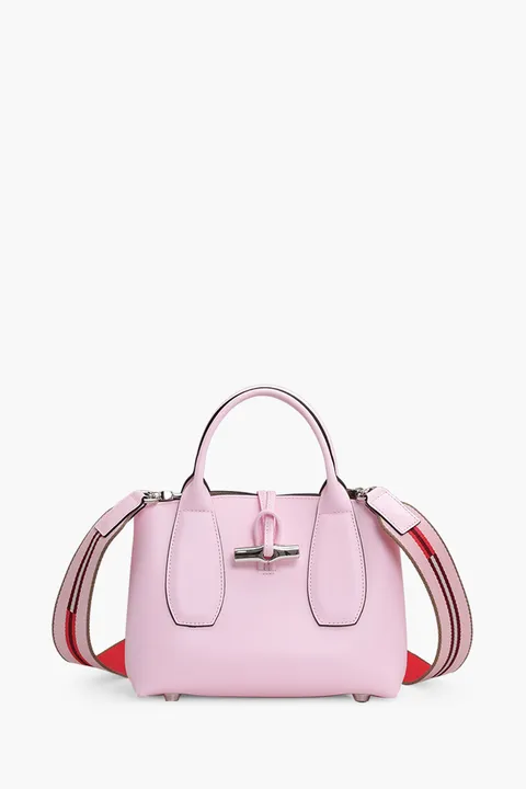 LONGCHAMP Small Roseau Top Handle Bag in Pink