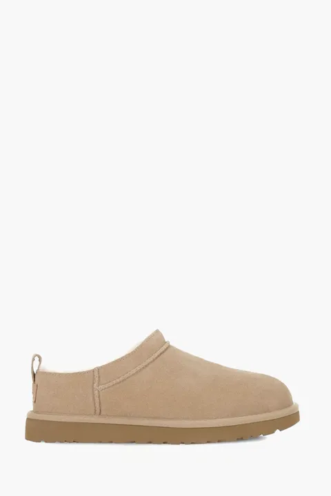UGG Women Classic Micro Ankle Boots in Sand Suede with Logo